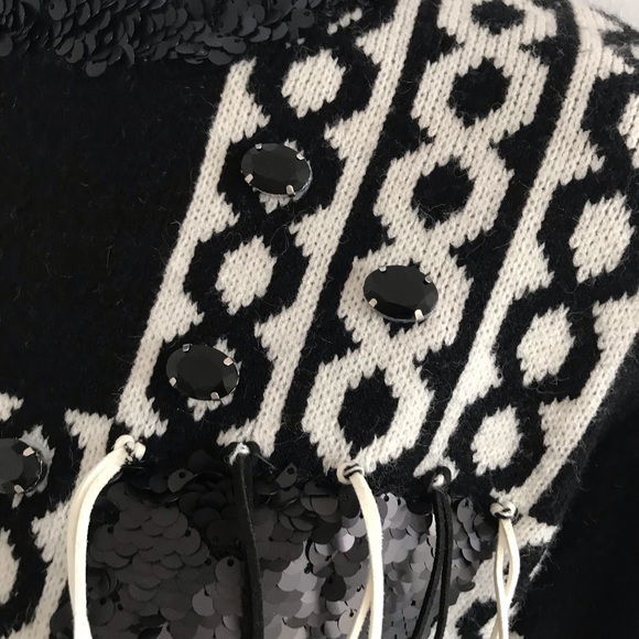 Glam Patchwork Italian Wool Blend Winter Sweater - Picture 3 of 16